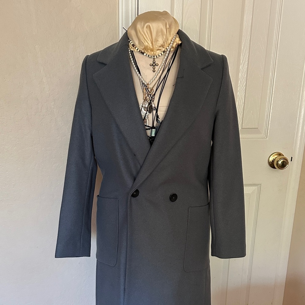 Mango Women’s Double-Breasted Gray Overcoat NEW without Tags Size XS Extra Small